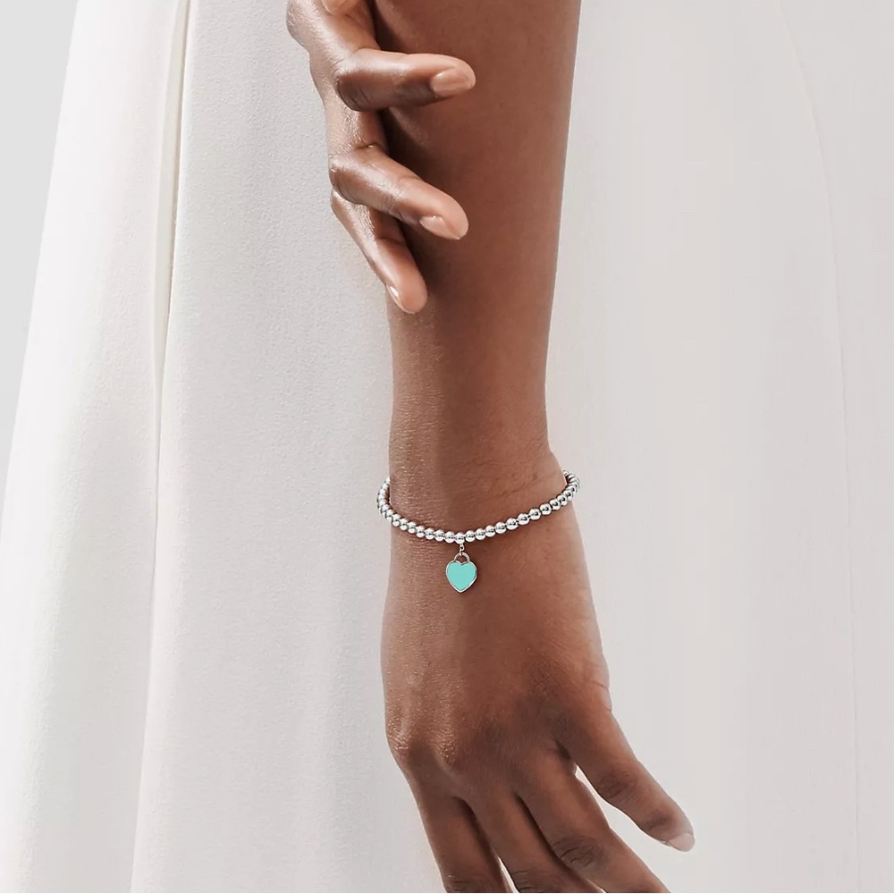 Tiffany Blue Heart Tag Bead Bracelet